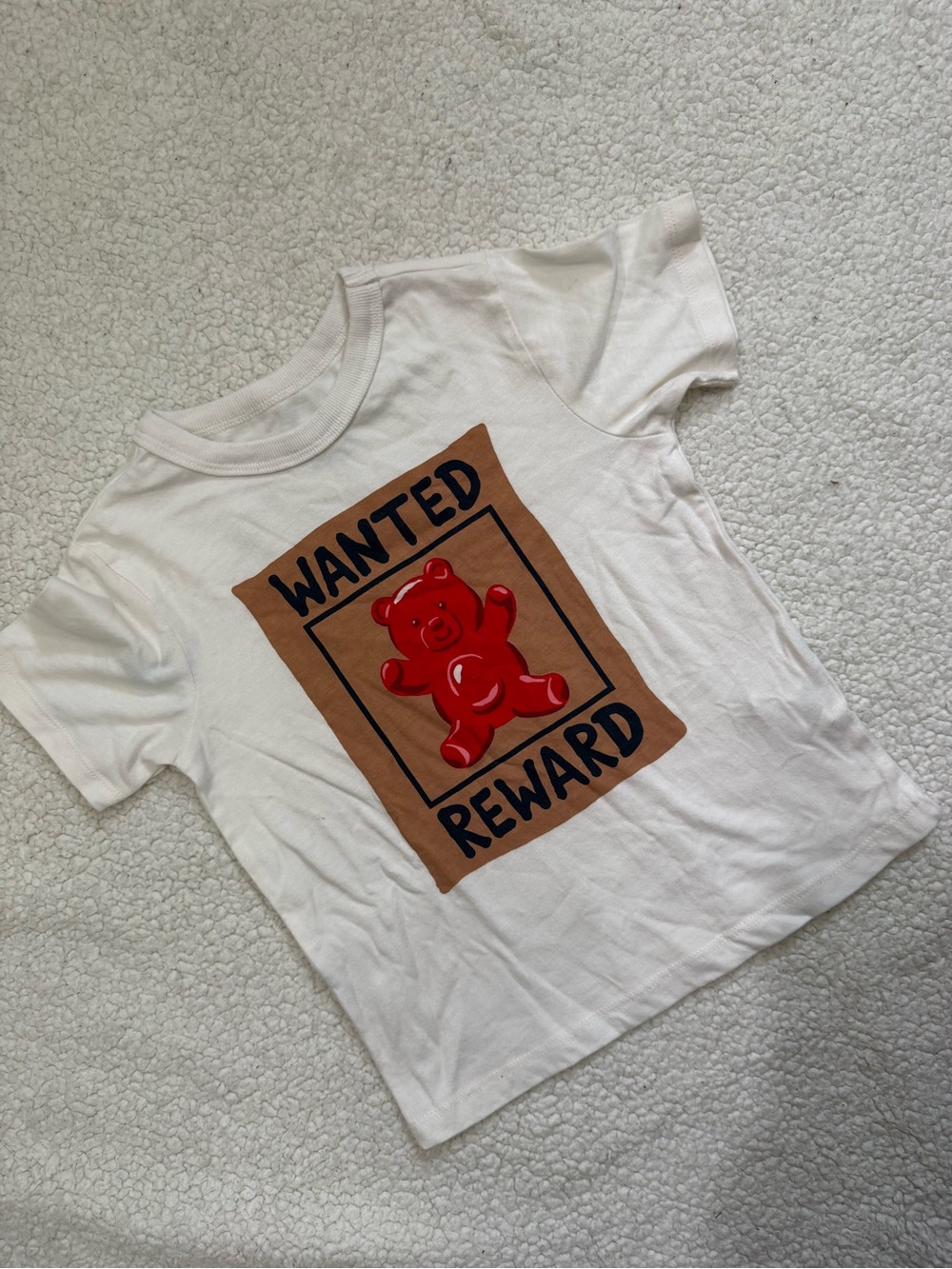 Kids White 'Wanted Reward' Teddy Graphic Tee